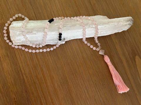 Rose Quartz and Black Onyx Mala