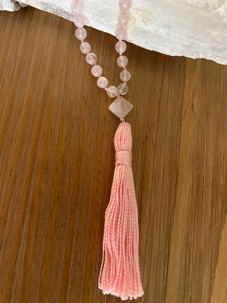 Rose Quartz and Black Onyx Mala
