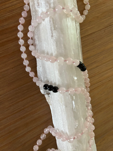 Rose Quartz and Black Onyx Mala