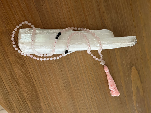 Rose Quartz and Black Onyx Mala