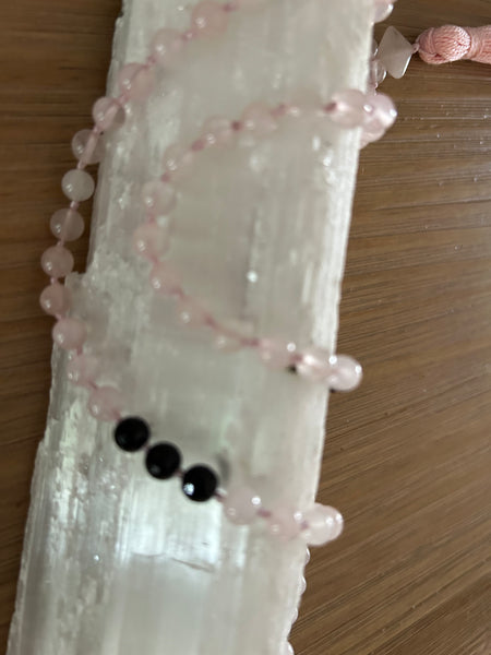 Rose Quartz and Black Onyx Mala