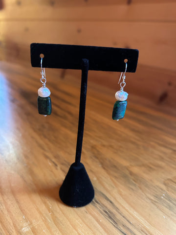 Turquoise & Baroque Pearl Earrings
