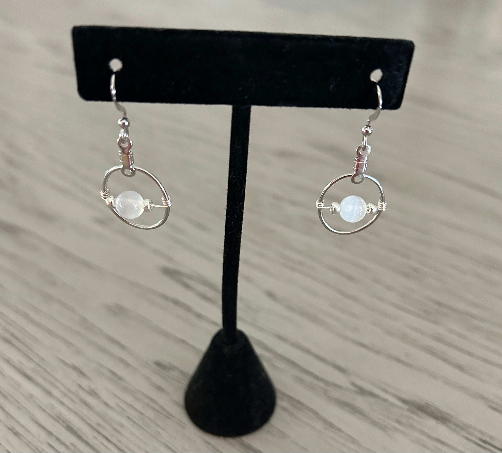 Selenite Earrings with Sterling Silver Accents