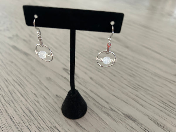 Selenite Earrings with Sterling Silver Accents