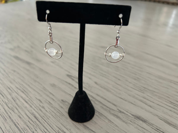 Selenite Earrings with Sterling Silver Accents