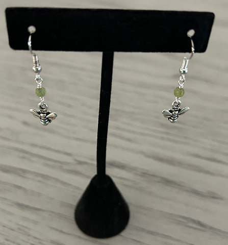 Peridot & Bumble Bee Dangle Earrings