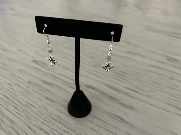 Peridot & Bumble Bee Dangle Earrings