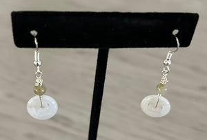Jade Disc & Bead Dangle Earrings