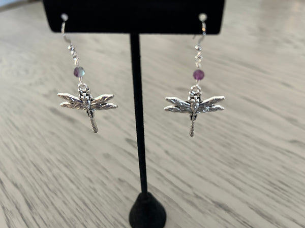 Fluorite Dragonfly Dangle Earrings