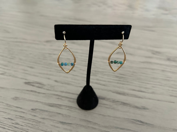 Chrysocolla & Gold Plated Dangle Earrings