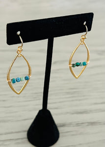 Chrysocolla & Gold Plated Dangle Earrings
