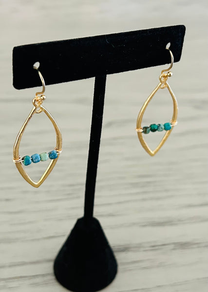Chrysocolla & Gold Plated Dangle Earrings