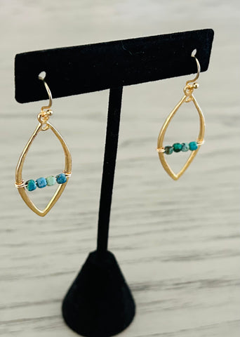 Chrysocolla & Gold Plated Dangle Earrings