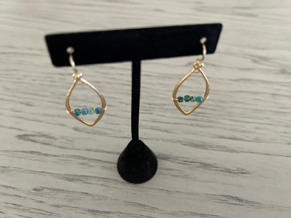 Chrysocolla & Gold Plated Dangle Earrings
