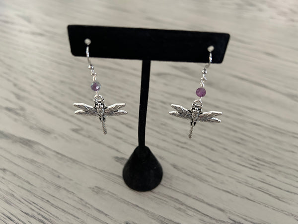 Fluorite Dragonfly Dangle Earrings