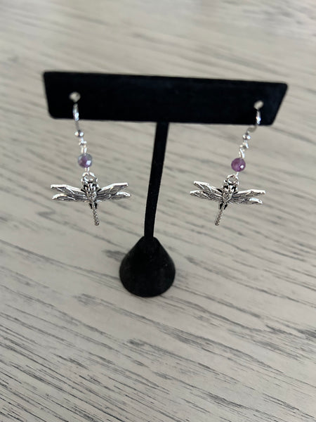 Fluorite Dragonfly Dangle Earrings