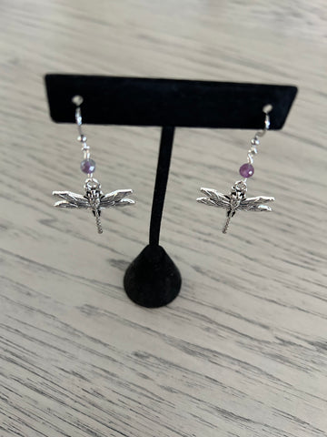 Fluorite Dragonfly Dangle Earrings