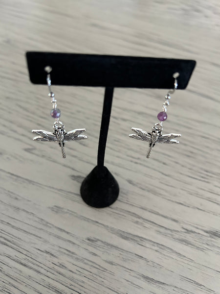 Fluorite Dragonfly Dangle Earrings