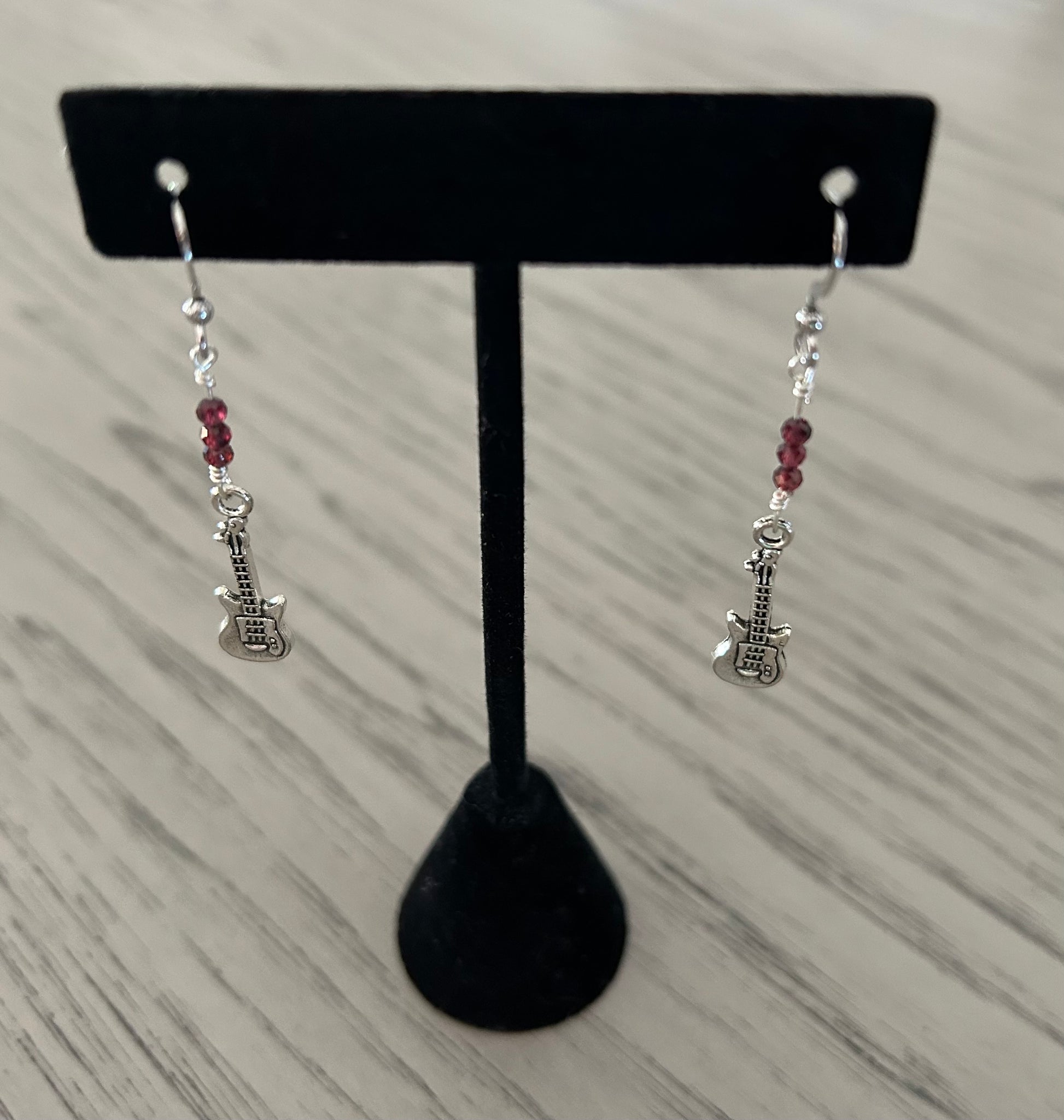 Garnet Guitar Earrings