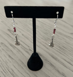 Garnet Guitar Earrings