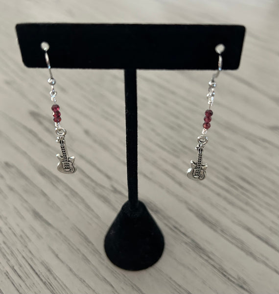 Garnet Guitar Earrings
