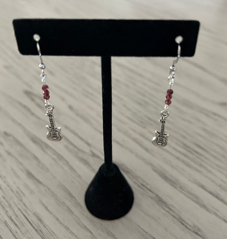 Garnet Guitar Earrings