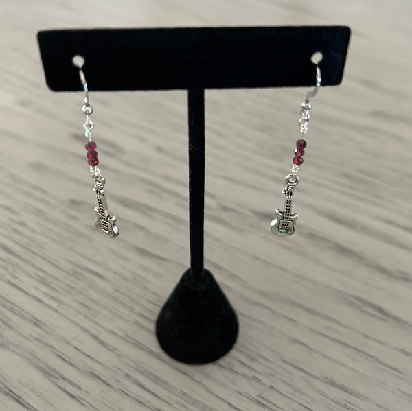Garnet Guitar Earrings