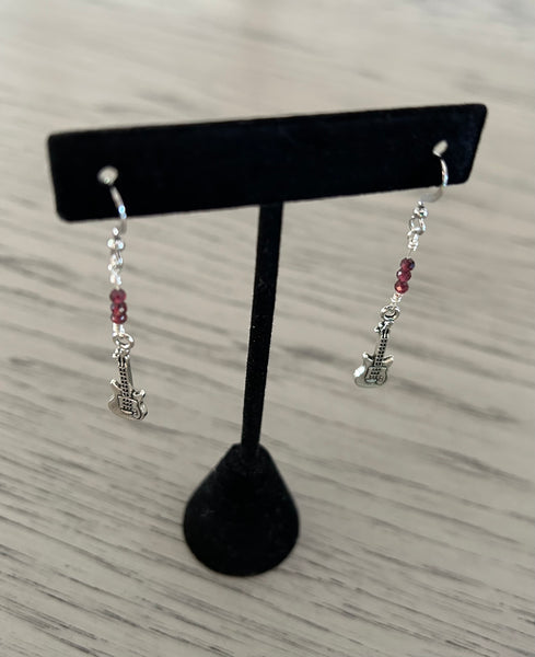 Garnet Guitar Earrings