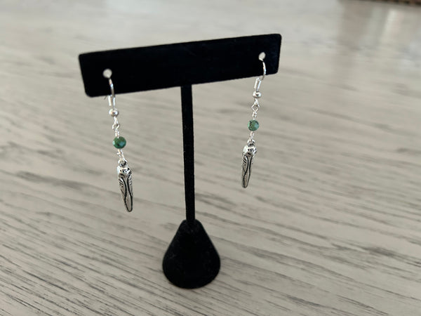 Turquoise & Owl Dangle Earrings