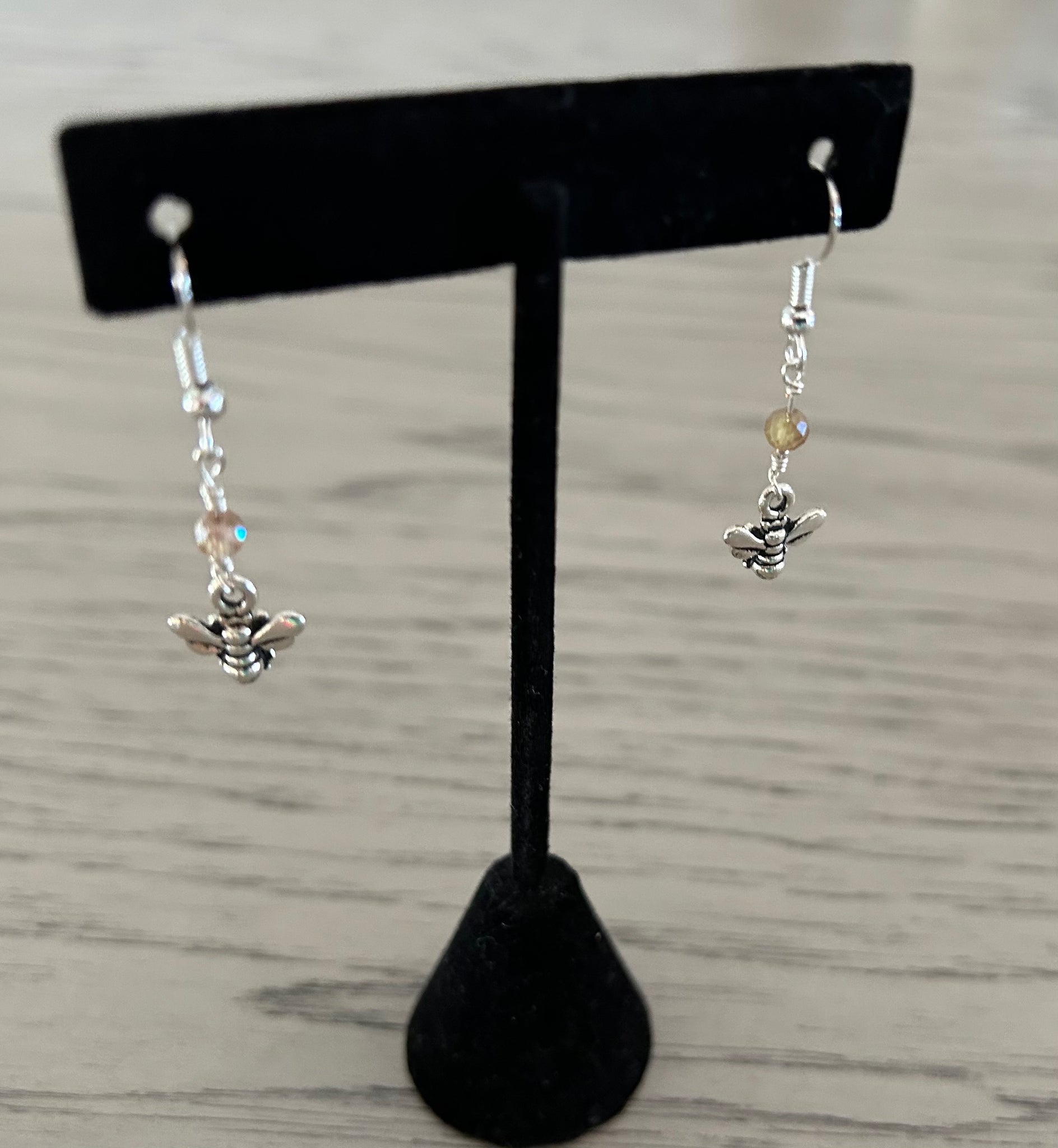 Golden Zircon & Bumble Bee Dangle Earrings