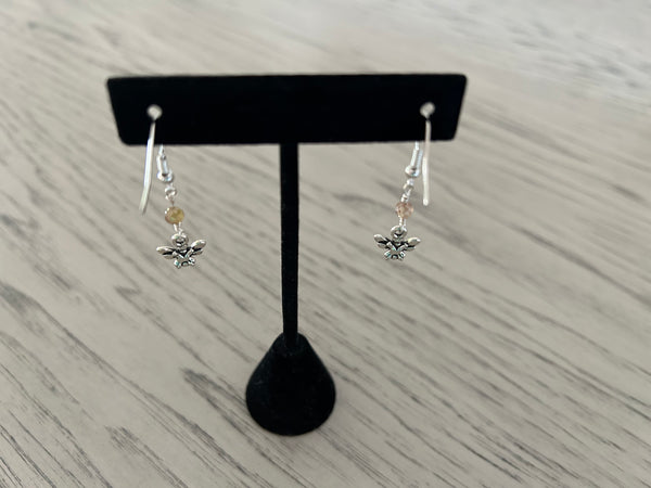 Golden Zircon & Bumble Bee Dangle Earrings