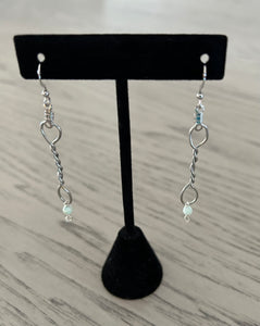 Free-Form Twisted Metal & Larimar Dangle Earrings