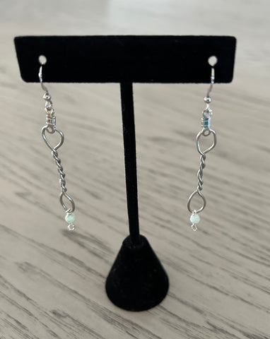 Free-Form Twisted Metal & Larimar Dangle Earrings