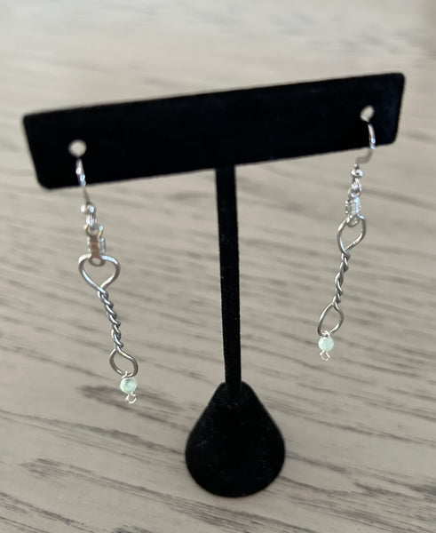 Free-Form Twisted Metal & Larimar Dangle Earrings