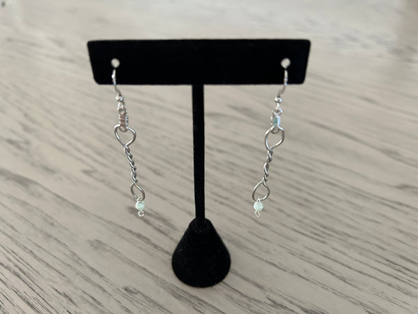 Free-Form Twisted Metal & Larimar Dangle Earrings
