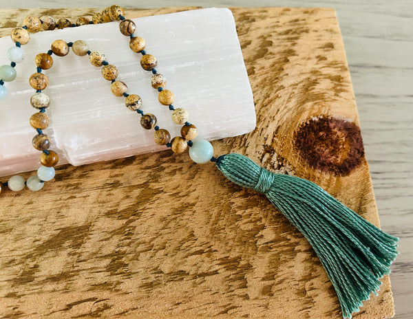 Picture Jasper & Amazonite Mala