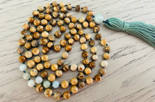Picture Jasper & Amazonite Mala