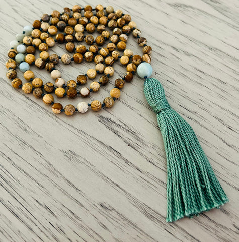 Picture Jasper & Amazonite Mala