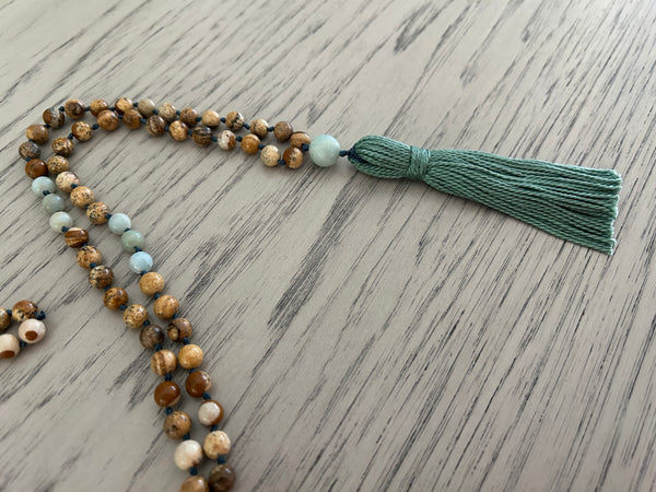 Picture Jasper & Amazonite Mala