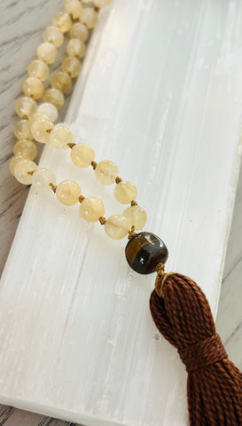 Chatoyant Honey Calcite (Rare) & Golden Tigers Eye Mala