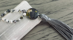 Dendric White Opal (Merlinite) & Ocean Jasper Mala