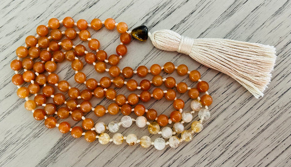 Orange Calcite & Citrine Mala