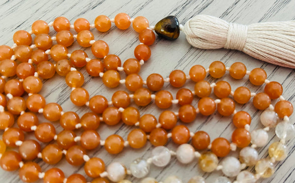 Orange Calcite & Citrine Mala