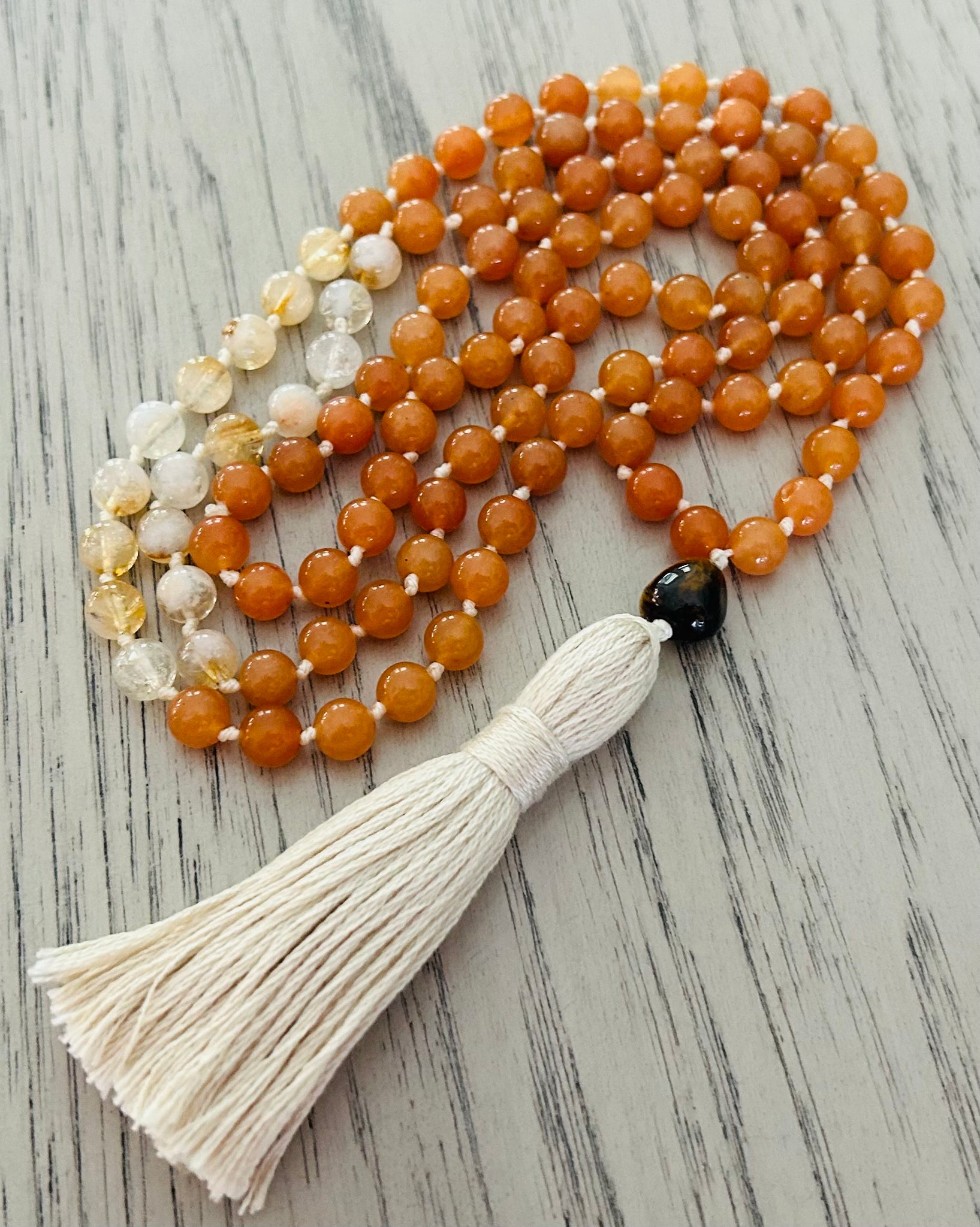 Orange Calcite & Citrine Mala