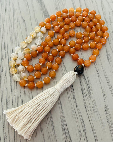 Orange Calcite & Citrine Mala