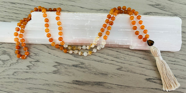 Orange Calcite & Citrine Mala