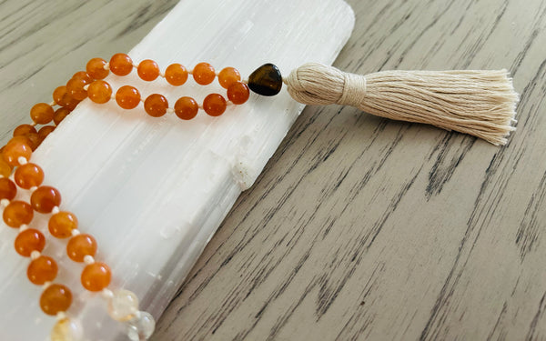 Orange Calcite & Citrine Mala