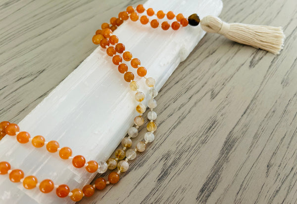 Orange Calcite & Citrine Mala