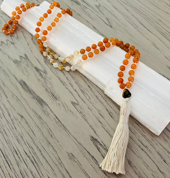 Orange Calcite & Citrine Mala